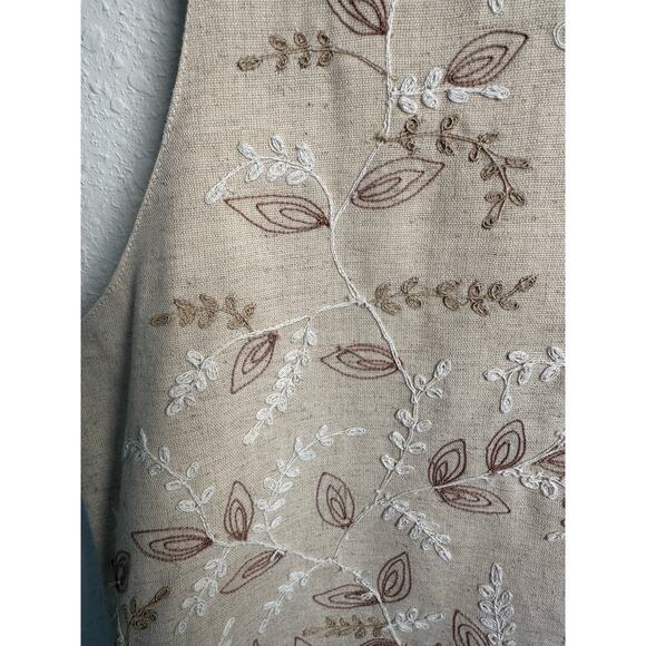 Vtg 90s Y2K Tantrums Linen Blend Floral Vest Embroidered Cottagecore Size M - Picture 4 of 5